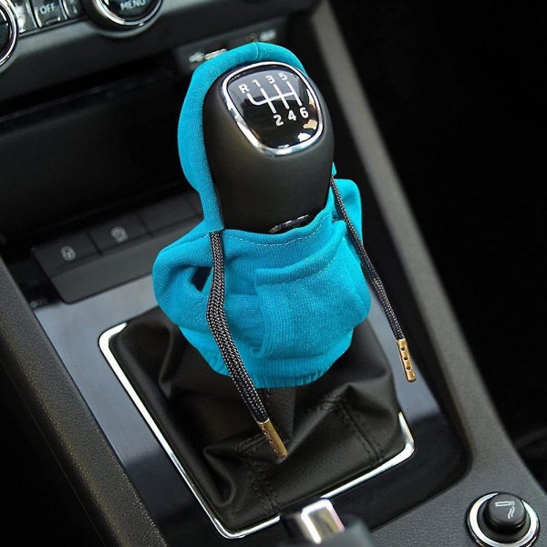 Moderigtig sjov knap hættetrøje sweatshirt bil interiør cover gear skift antiskid beskytte auto tilbehør Blue