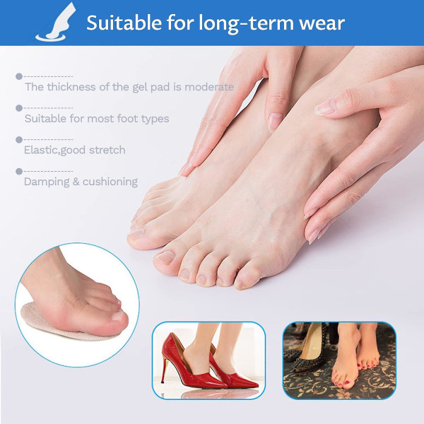6 par indlægssåler til højhælpude til kvinder, gelforfodspude, skridsikre fodgelpuder, skoindlæg 6 Pairs