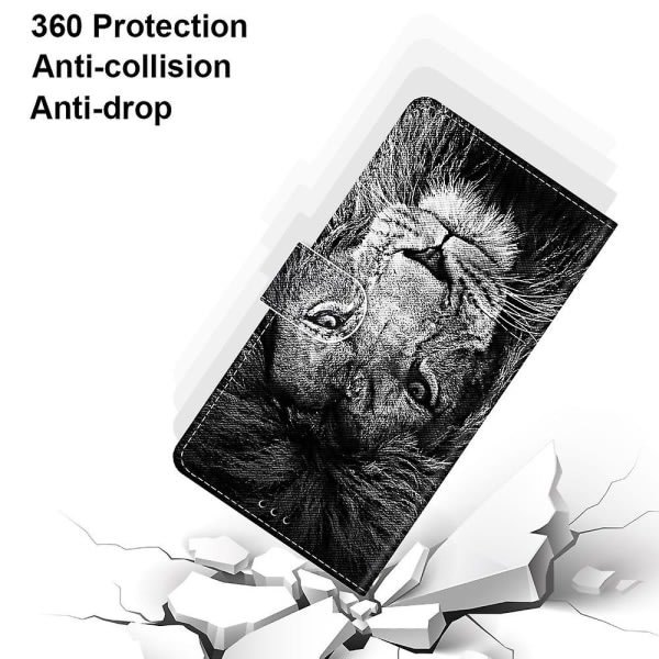 Samsung Galaxy A52s 5G -puhelimen kuori luovalla kuviolla Tui magneettisella korttitaskulla Lompakko - Leijona