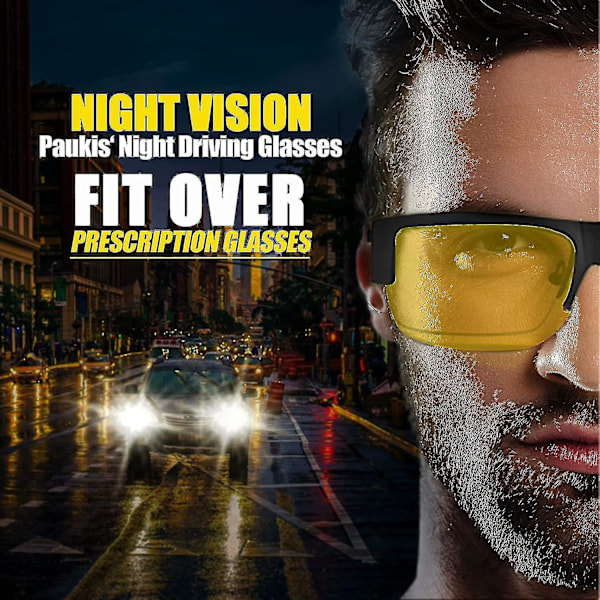 Natkørselsbriller, der passer over briller, HD-polariserede overdimensionerede wrap-around nattesyn Gl-hy