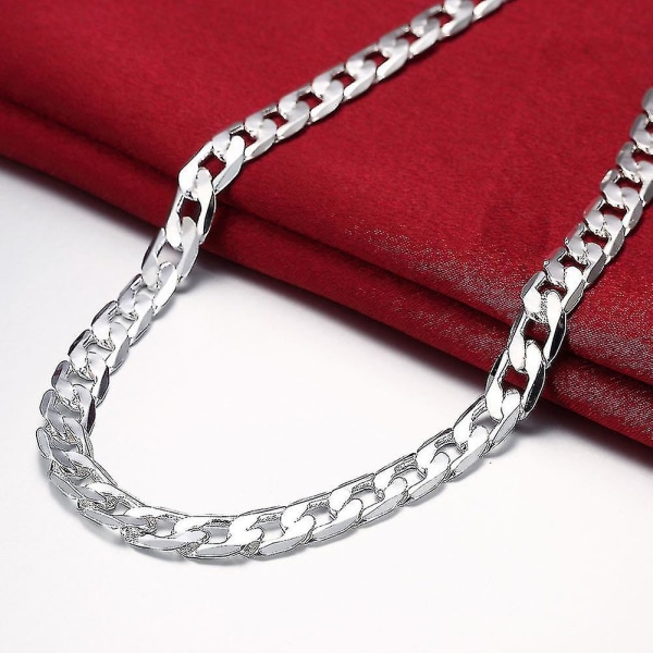 Særtilbud 925 sterlingsølv halskæde til mænds 20/24 tommer klassisk 8 mm kæde Luksus smykker bryllup julegaver - Aespa