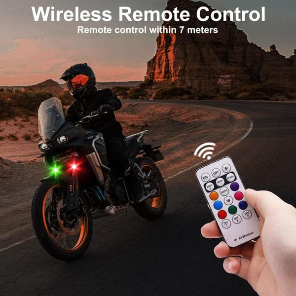 4pcs Wireless LED Strobe Lights with Remote Control, 8 Colors USB Charging Waterproof Warning Lights_Quality Gift Black