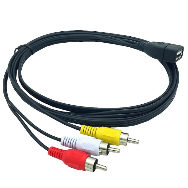 1,5 m USB en hona till 3 Rca Phono Av-kabel Pc Tv Aux Audio Video Adapter -n1666