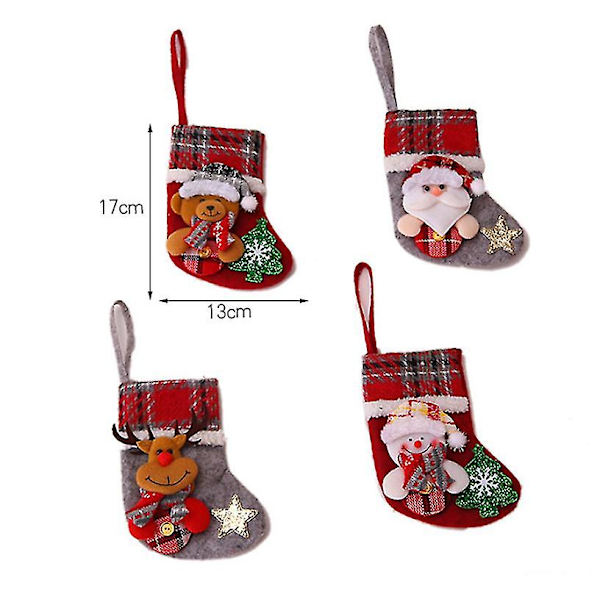 Julstrumpa Set 4st Julgran Hänge Santa Boot Presentpåse Y