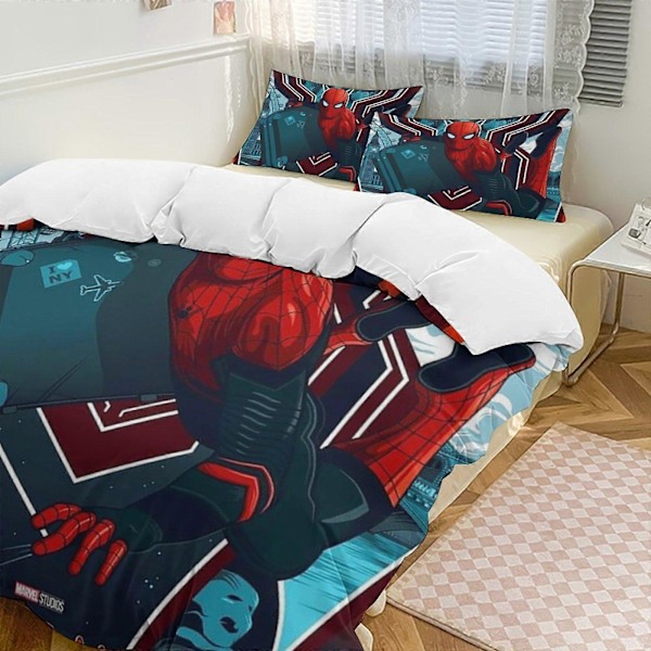 v203 Spider-Man 3-delt dobbeltsengesæt - Inkluderer 1 enkelt dyne og 2 pudebetræk sengetøj - Falmebestandig mikrofiber - Spider io203 240x260cm 94x102in