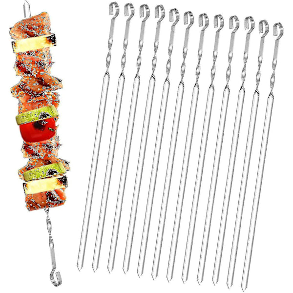 20 stk rustfrie grillspyd i rustfritt stål til grill, flate metallspyd 36 cm