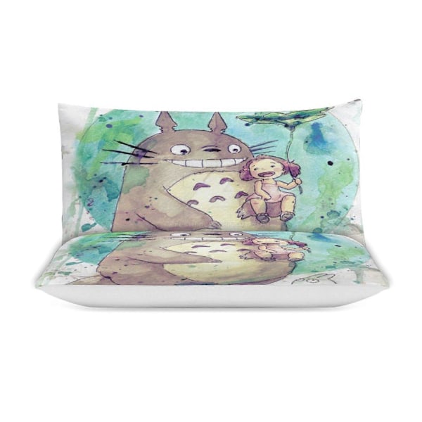 x449 Min Granne Totoro Påslakan Mikrofiber Sängkläder Set 3D-tryckt Lättviktigt 3-delat Täcke Set, 1 Påslakan Och 2 Örngott för Ki 135x200cm 53x78in