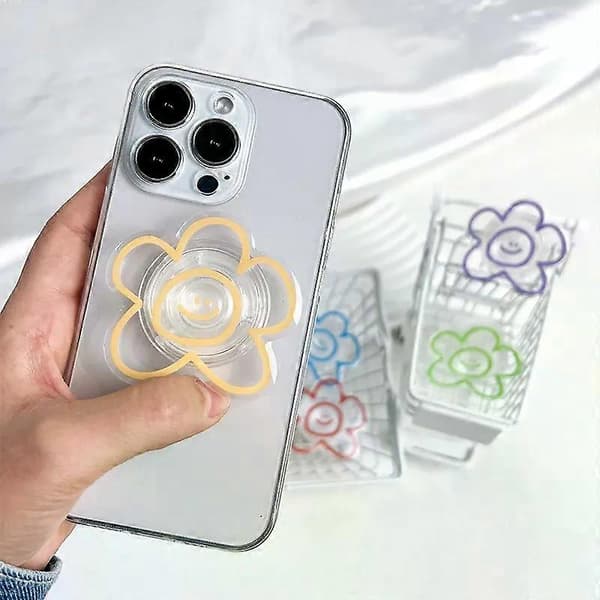 Original design uttryck blomma mobiltelefonhållare Populärt Socket-grepp Vikbart lat stativ Enkel stil gul