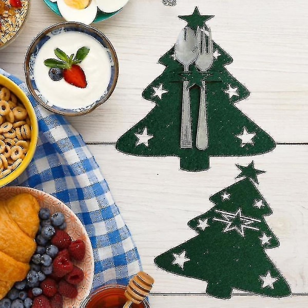 4 kpl/setti ruokailuvälineiden kansi joulukuusi tyyli koristelu kangas ruokailuvälineet haarukka kansi pöytäkoristelu kotikäyttöön Grey