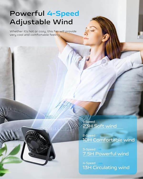 Bordventilator Bærbar Ventilator Genopladelig