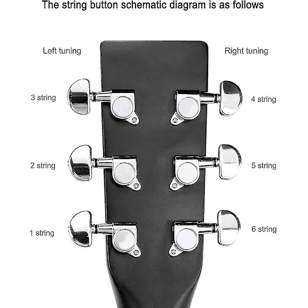 6 stk 3l3r akustisk gitar stemmeskruer maskinhode stemmere, knotter stemmenøkler, slitesterke, gitarstreng stemmeskruer maskin, lukket låsingsstemme