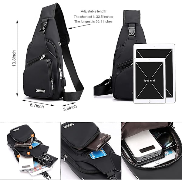 Vattentät axelväska crossbody ryggsäck för män kvinnor axelväska vandring dagryggsäck mångsidig crossbody bröstväska