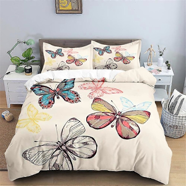 v3303 Sengetøy Super Bed Dynetrekk Sett Sommerfugler Sengetøy IU3303 240x260cm 94x102in