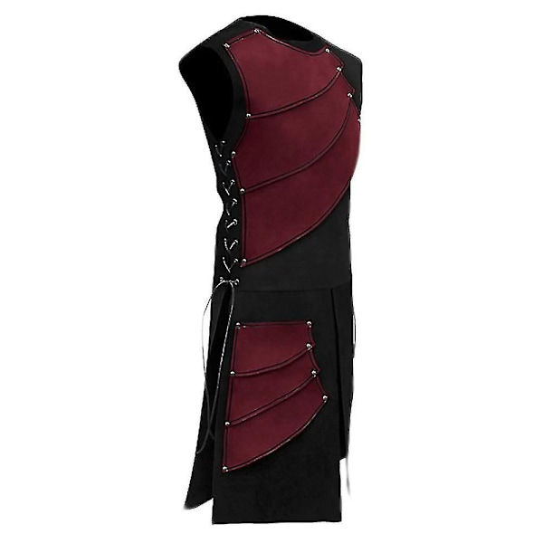 Voksen Mænds Middelalder Læder Vest Rustning Larp Ridder Kriger Kostume Romersk Bueskytte Tabard Frakke Cosplay Tunika Halloween Karneval Dragt Brown M