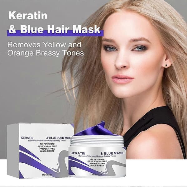 KERATIN & Blå Hårmaske Fjerner Gule og Ændrer Toner Messing R5U2 white 1pcs