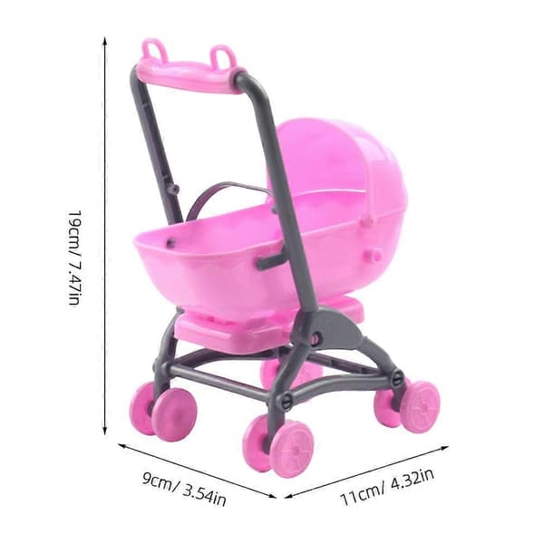 Tecknad barnvagn leksak rosa dockvagn modell för inredning hållbar plast