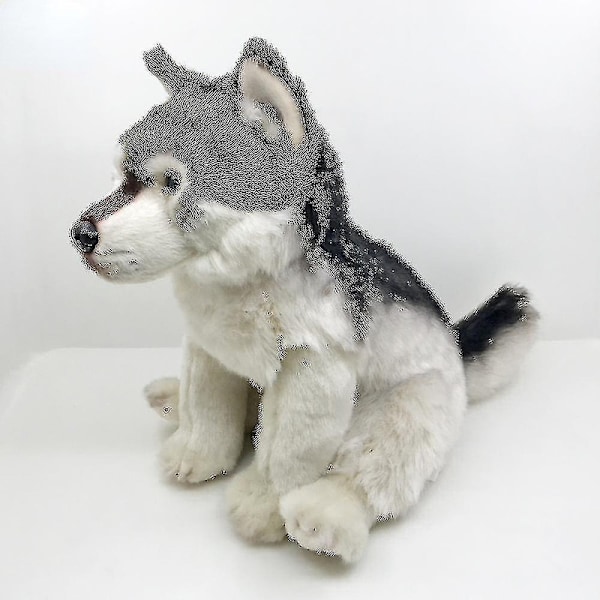 27 cm Realistinen Harmaa Susikoira Husky Pehmolelu. (FMY)
