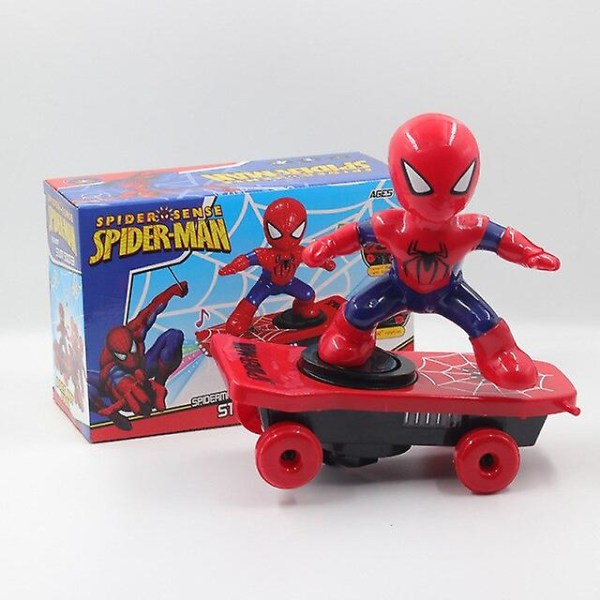21 cm Spider-man Scooter Stunt Pyörivä kolmipyörä kaatuu ja putoaa ylös kiipeämään sähkölelu