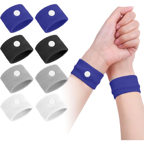 Motion Sickness Wristbands, 4 Pairs Natural Sickness Bands for Kids & Adults, Anti-Nausea Wristbands for Car Sea Sickness