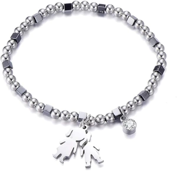 Sølv elastiske armbånd til kvinder, armbånd med rustfri stålkæde og krystal elastiksnor, gave til venner