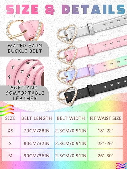 Pcs jentebelte barn skinnbelter midjebelte rhinestone hjerte metallspenne