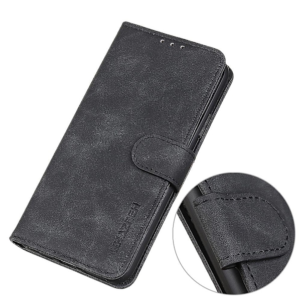 For Motorola Moto G54 5g Cover Retro Wallet Læder Telefon Stativ Etui Black