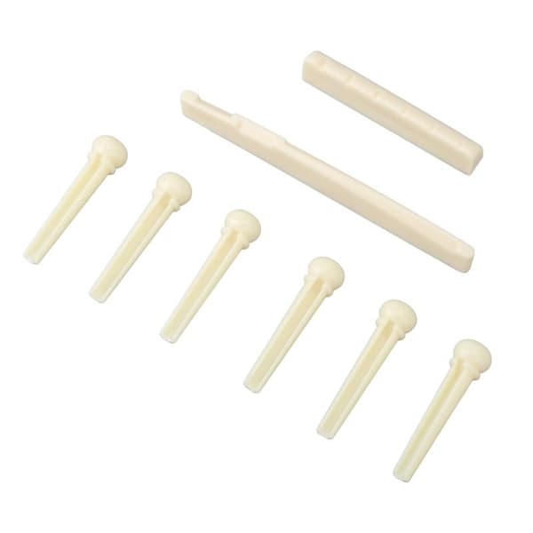 Acoustic Guitar Bridge Set Nut Saddle String Pins Plastic Instrument Accessories for Playing 0.1