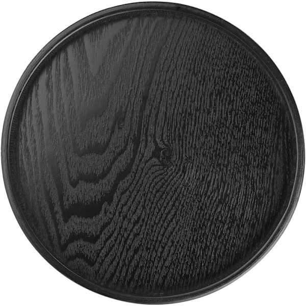 Rund brett Dekorativ brett Svart tre Rund form massivt tre Te Kaffe Snacks Mat Måltid Serveringsbrett Tallerken Restaurantbrett 30 cm (21 cm)