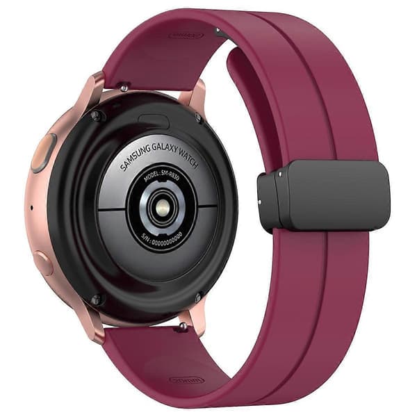 xDfind Fladhoved Rille Foldbar Sort Spænde Silikone Urrem Wine Red 22mm