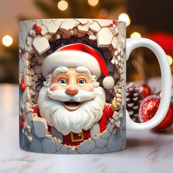 3D-printed Christmas gift mug, eco-friendly and durable, modern design, style C. C