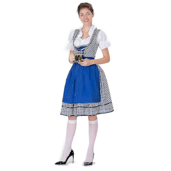 Bedste sælger kvinders Oktoberfest kostume tysk Dirndl kjole kostume kjole bayersk karneval fest 50% tilbud-i Blue XL