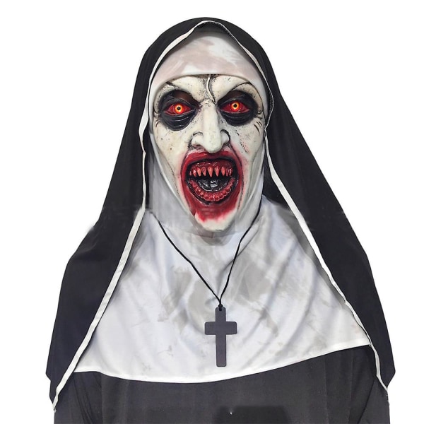 Halloween Nonne Valak Cosplay Maske Horror Latex Maske Gruselige Vollkopfmaske Kopfschmuck Karneval Party Requisiten A