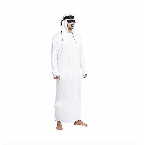 Mænds arabiske kostume arabisk sheik Halloween cosplay kappe fancy dress outfit XL