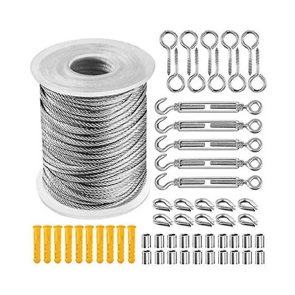 30m Stål Pvc-Coated Fleksibel Wire Reb Blød Kabel Transparent Rustfrit Stål Tøjvaskelinje Diameter As Shown