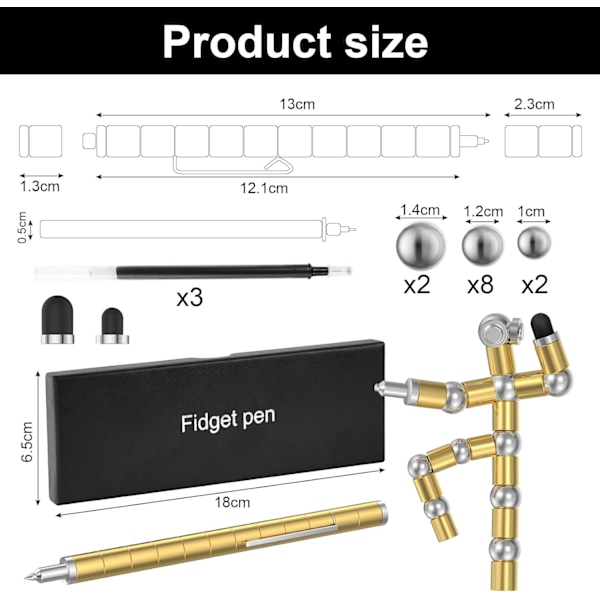 Fidget-pen, magnetisk pen, dekompressionsmagnetisk kuglepen, magnetisk fidget-legetøj, seje fødselsdagsgaver til fars dag påskegaver til børn voksne