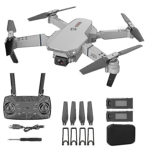 E88 4k Hd Dual Camera Drone med 2,4g 6-axlig Gimbal Stabilizer Rc Quadcopter Wifi Fpv Foldable Drone App Anslutning 2cam-gar-4k-2b