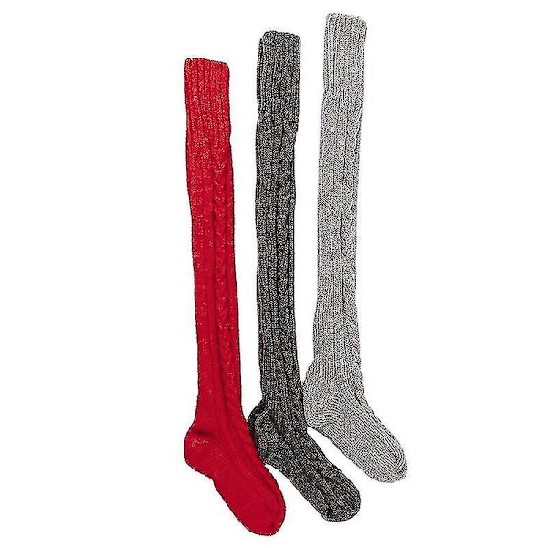 Stickade Strumpbyxor Knälånga Tubsockor Längd Högen Strumpbyxor Ullstrumpor För Kvinnor Kvinnliga Strumpor Vita Strumpor För Julgåva Black