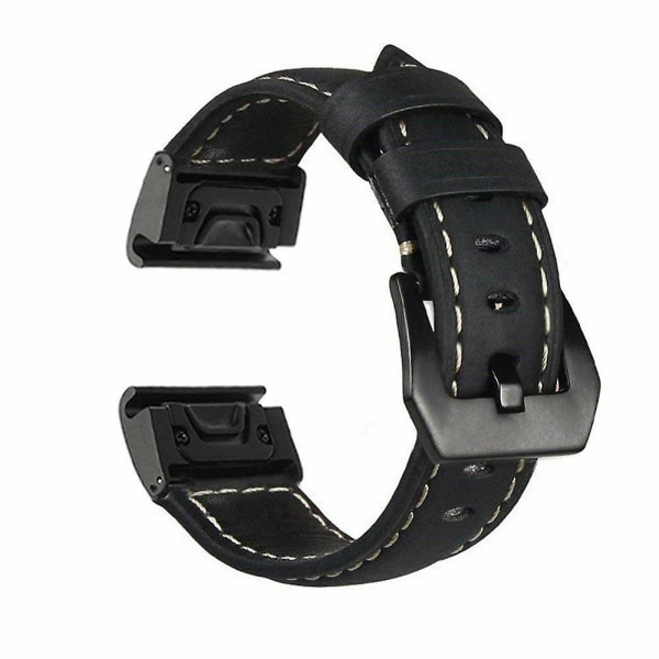 Ægte læder urrem udskiftningsrem til Garmin MARQ-serien/Fenix5/5X/5S/Forerunner945/Approach S60 - Sort