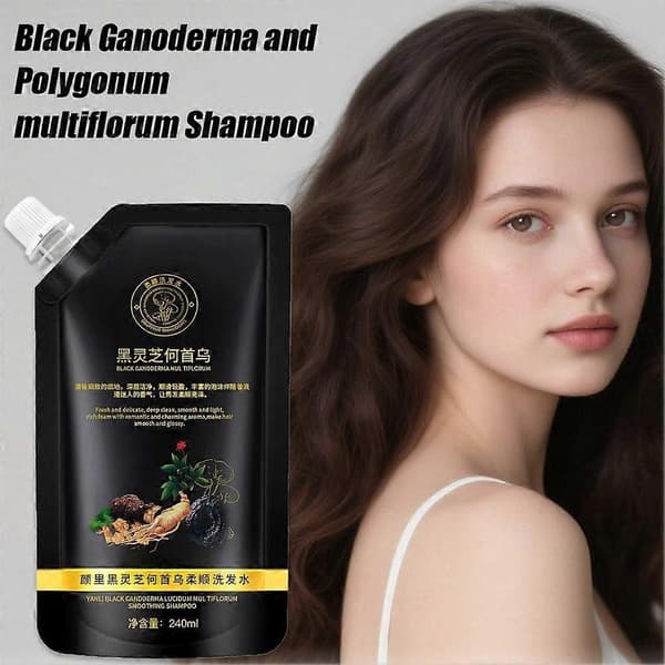 1* Sort Ganoderma og Polygonum multiflorum shampoo Ny Black 240ml