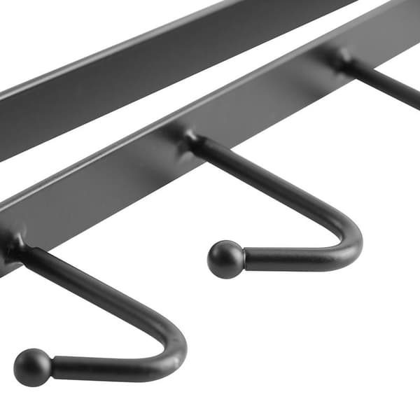 Multifunction Kitchen Storage Rack Cabinet Shelf Hanging Hook Wardrobe Organizer Holder Black 0.2