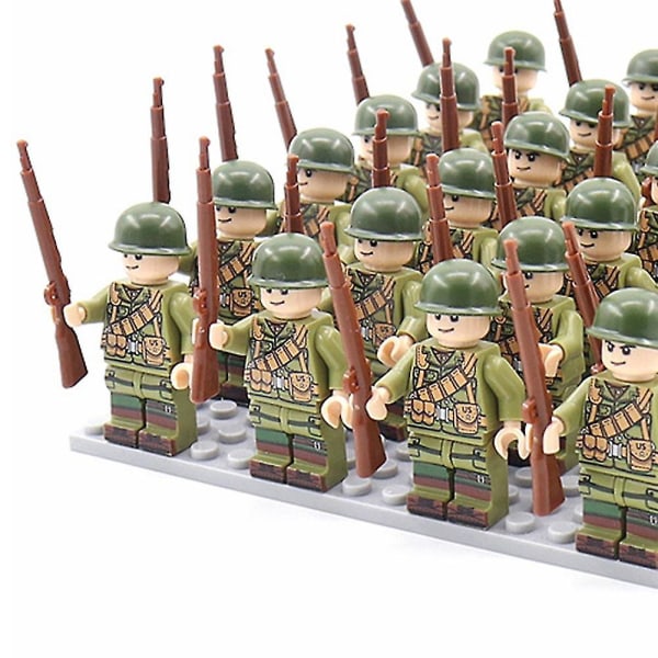 Jul Reducerad 49 st Plast Montering Med Gevär Soldat Minifigur Byggsten Basplatta