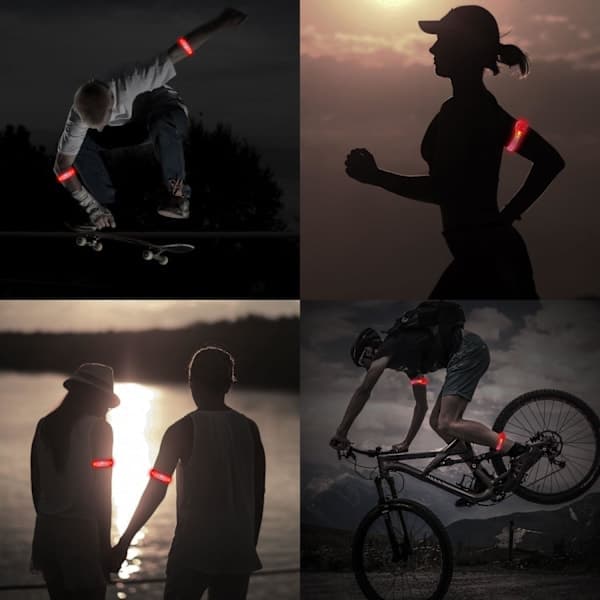 Røde LED-armbånd, 2-pak LED-blinkende elastiske bånd til voksne