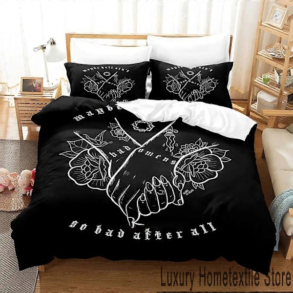 v1828 Påslakanset Bad Omens, Täcke Överkast Sängset Quilt Örngott, King Queen Twin Storlek Pojkar Flickor Vuxna 3-delars Sängset 135x200cm 53x78in