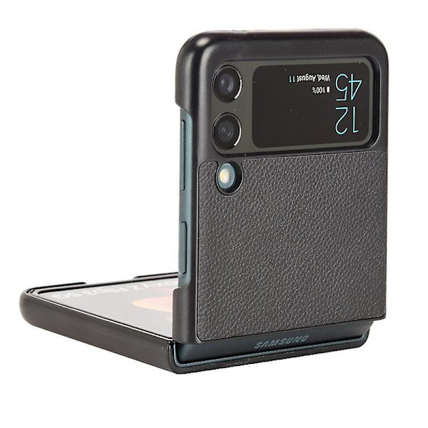 Etui til Samsung Galaxy Z Flip3 - Bagside Cover Case Zflip 3 5g Litchi Mønster Patch Læder Etui red