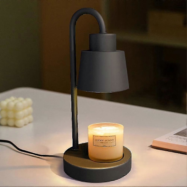 Elektrisk stearinljus smält bordslampa retro stearinljus värmelampa säker stearinljus smält varmare ljus dimbar switch för sovrumsdekoration EU Plug Black