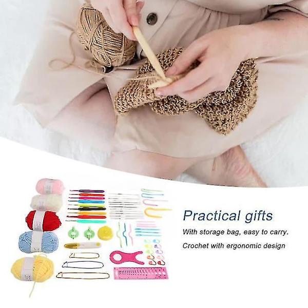 Virka set virka kit linjal sax stift aluminium måttband ergonomisk virknål set med