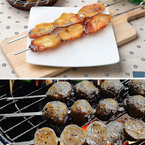 20 stk rustfrie grillspyd i rustfritt stål til grill, flate metallspyd 36 cm