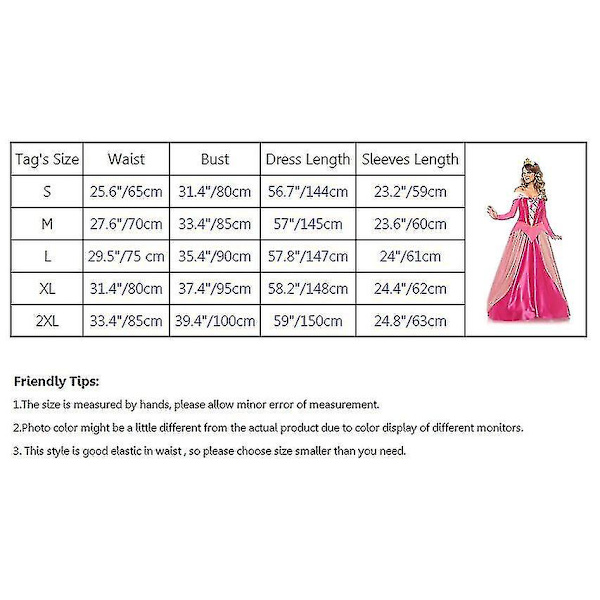 Vuxen Aurora Princess Klänning Kostym Kvinnors Halloween Cosplay Klänning S L