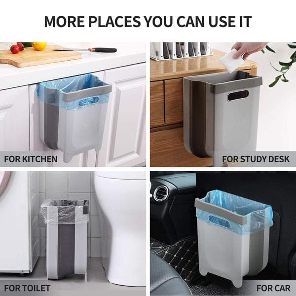 9L Wall Mounted Foldable Waste Bin for Kitchen Cabinet - Quickly Clean Counter, Sink, Bathroom - RV, Car, Camping Foldable Trash Can