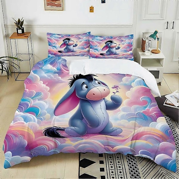 v1752 Sengetøj Tegneserie Winnie Eeyore Dynebetræk Winnie The Pooh Sengesæt Tryk Hjemme Dreng Pige /stk Børnesengetøj 3-delt Sengesæt (1 Dy 240x260cm 94x102in